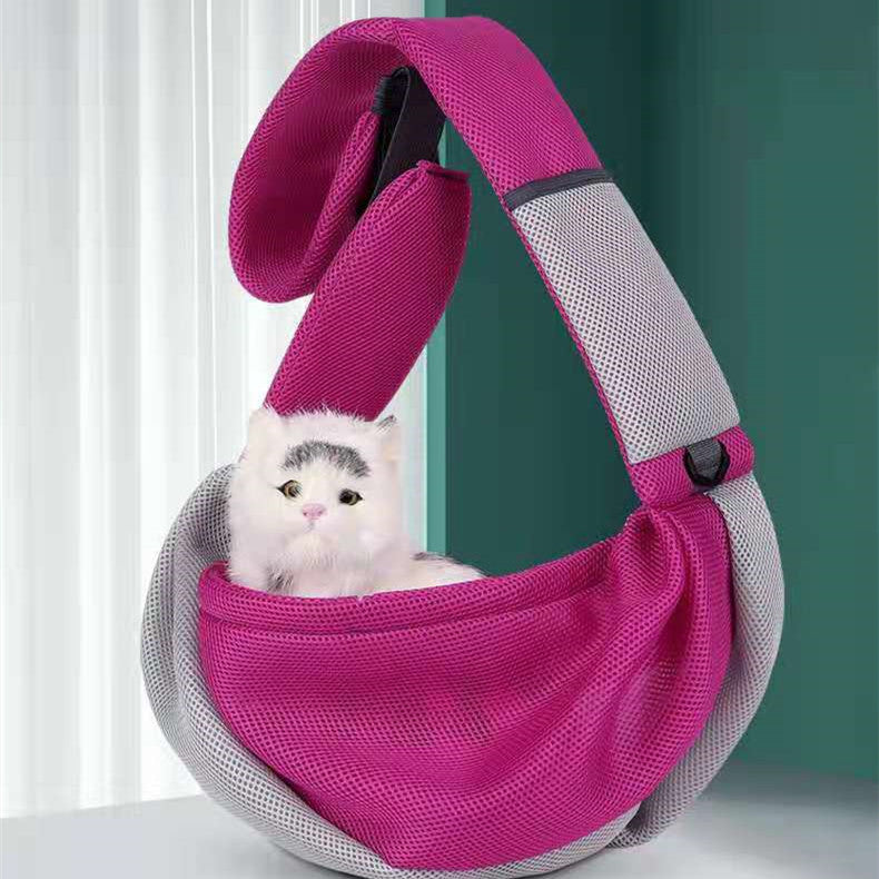 Bolsa de ombro portátil para viagem de cães e gatos, malha respirável