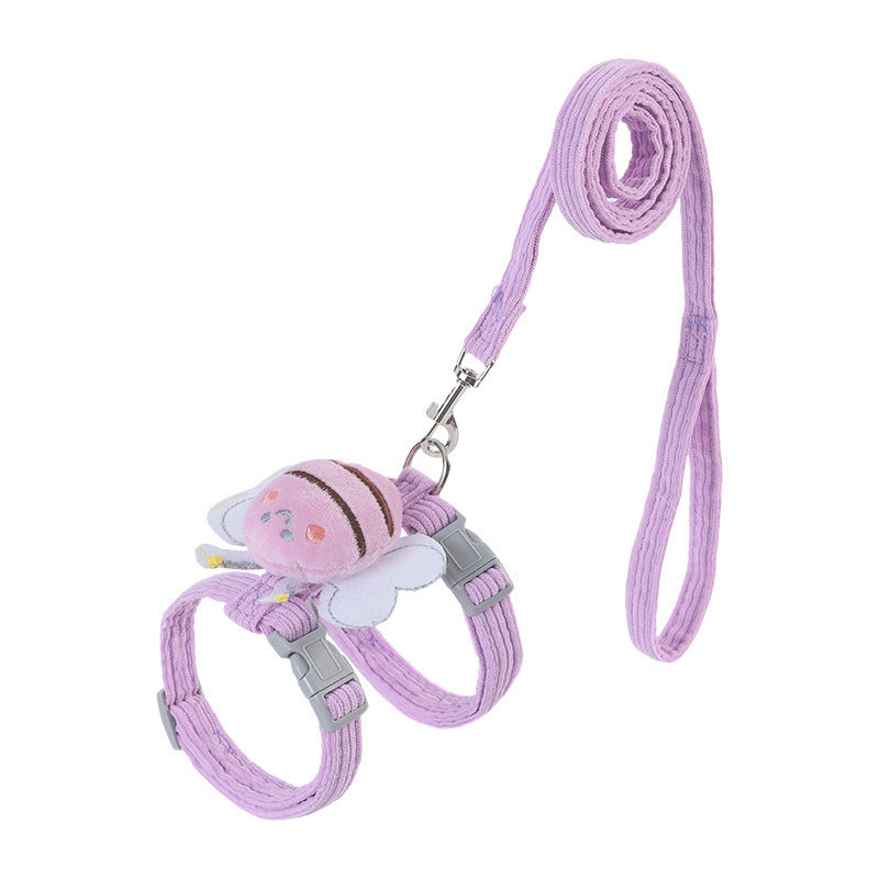 Conjunto de coleira para gatos xadrez de abelha fofa à prova de fuga, ajustável gatos grandes e pequenos, coleira leve e macia Petsafe.