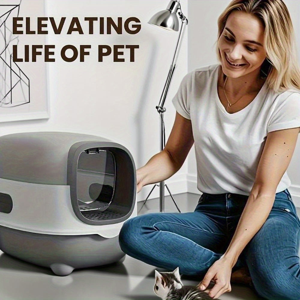 Caixa de areia para gatos autolimpante extra grande com pá durável . Moderna, fechada e fácil de limpar, caixa de areia para gatos extra grande