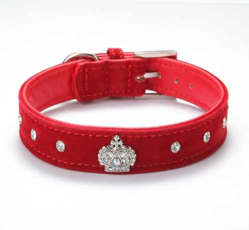 Coleira de veludo confortável Diamond Crown Pet Supplies