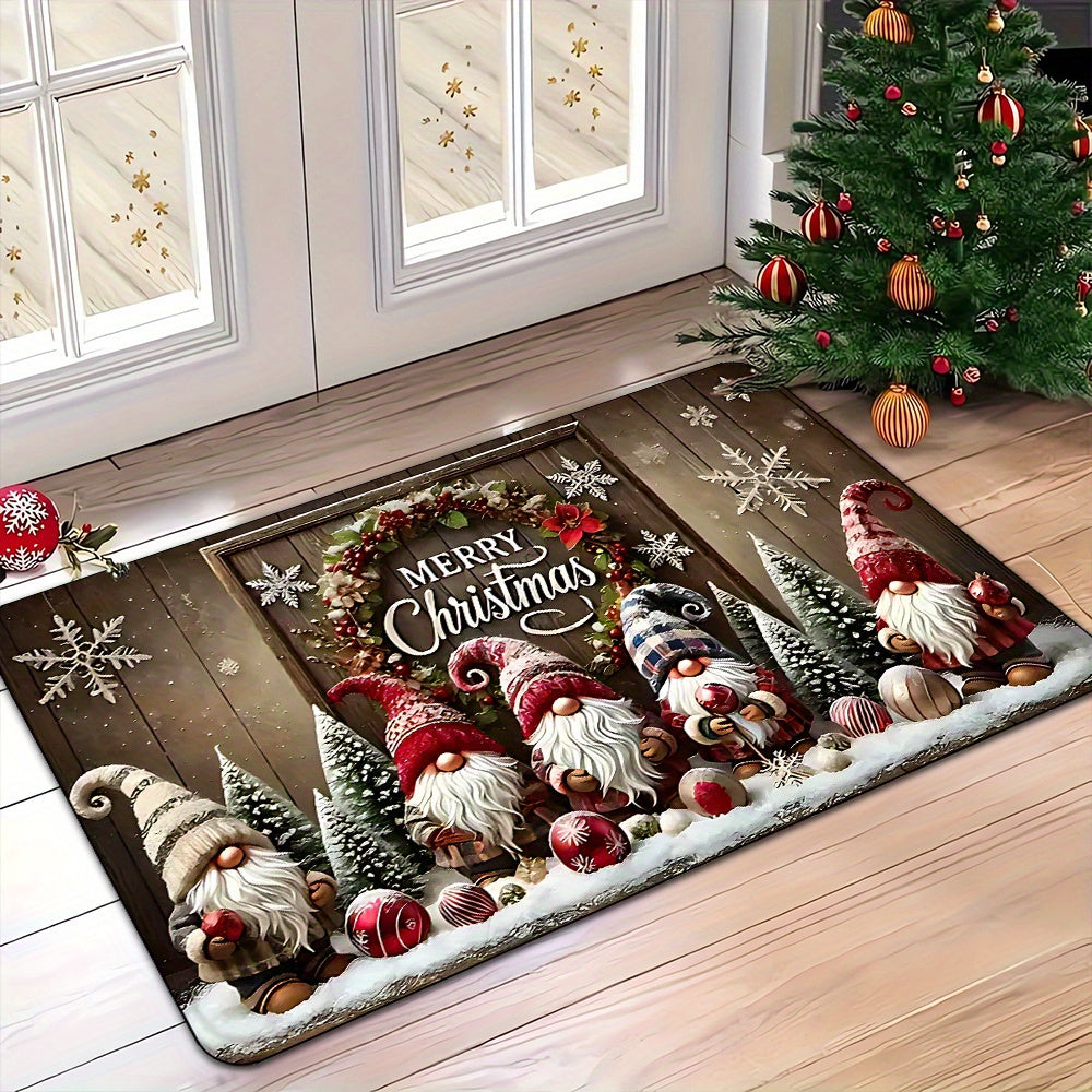 Tapete de porta com tema natalino, antiderrapante, ideal para decoração de festas e decoração de Natal. Perfeito para sala de estar, quarto e cozinha.