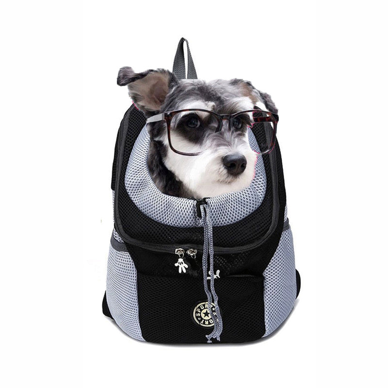 Mochila para transporte de cães de estimação, de viagem portátil com dois ombros, bolsa de malha para transporte de cães de estimação ao ar livre