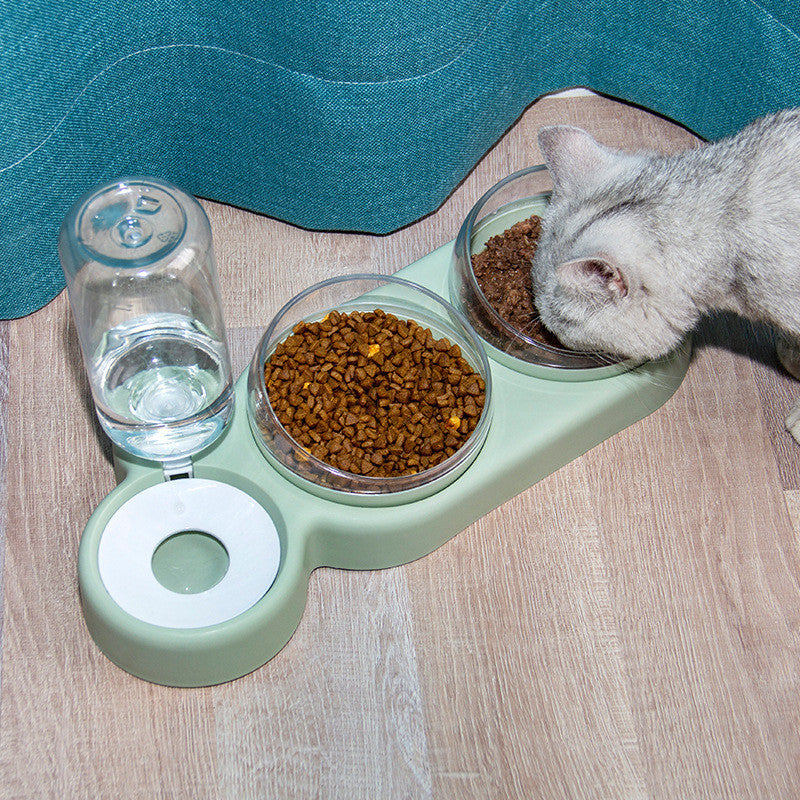 Tigela para gato e cachorro, alimentador automático, com bebedouro, tigela dupla com suporte elevado