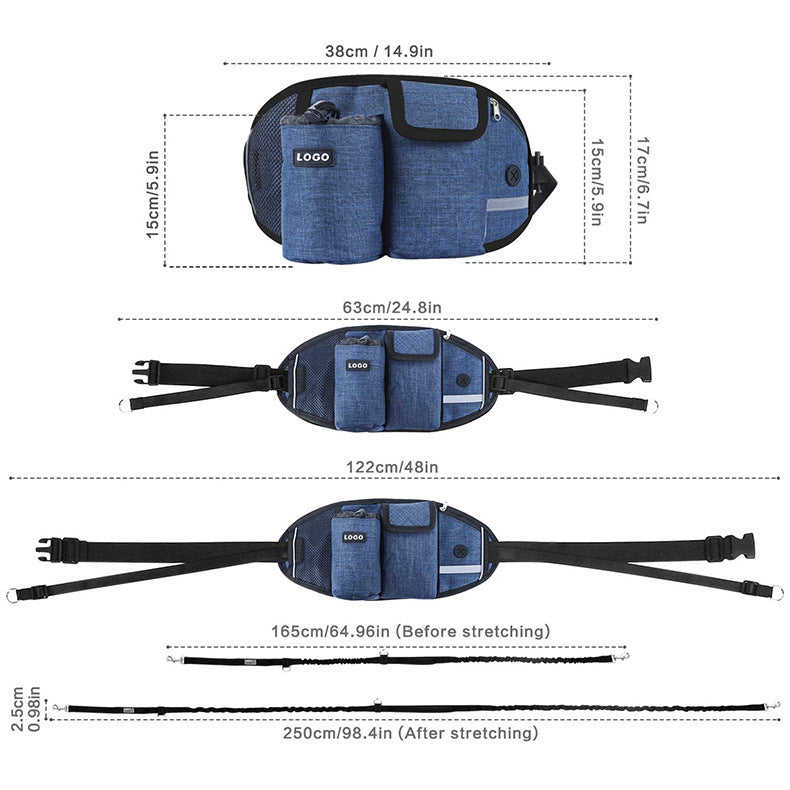 Coleira para treinamento de cães, bolsa de cintura, mãos livres.
