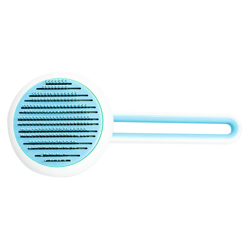 Escova removedora de pelos de cães e gatos, ferramenta de escovação, pente de massagem automático, escova redonda para pelos de gatos e cães, suprimentos para animais de estimação