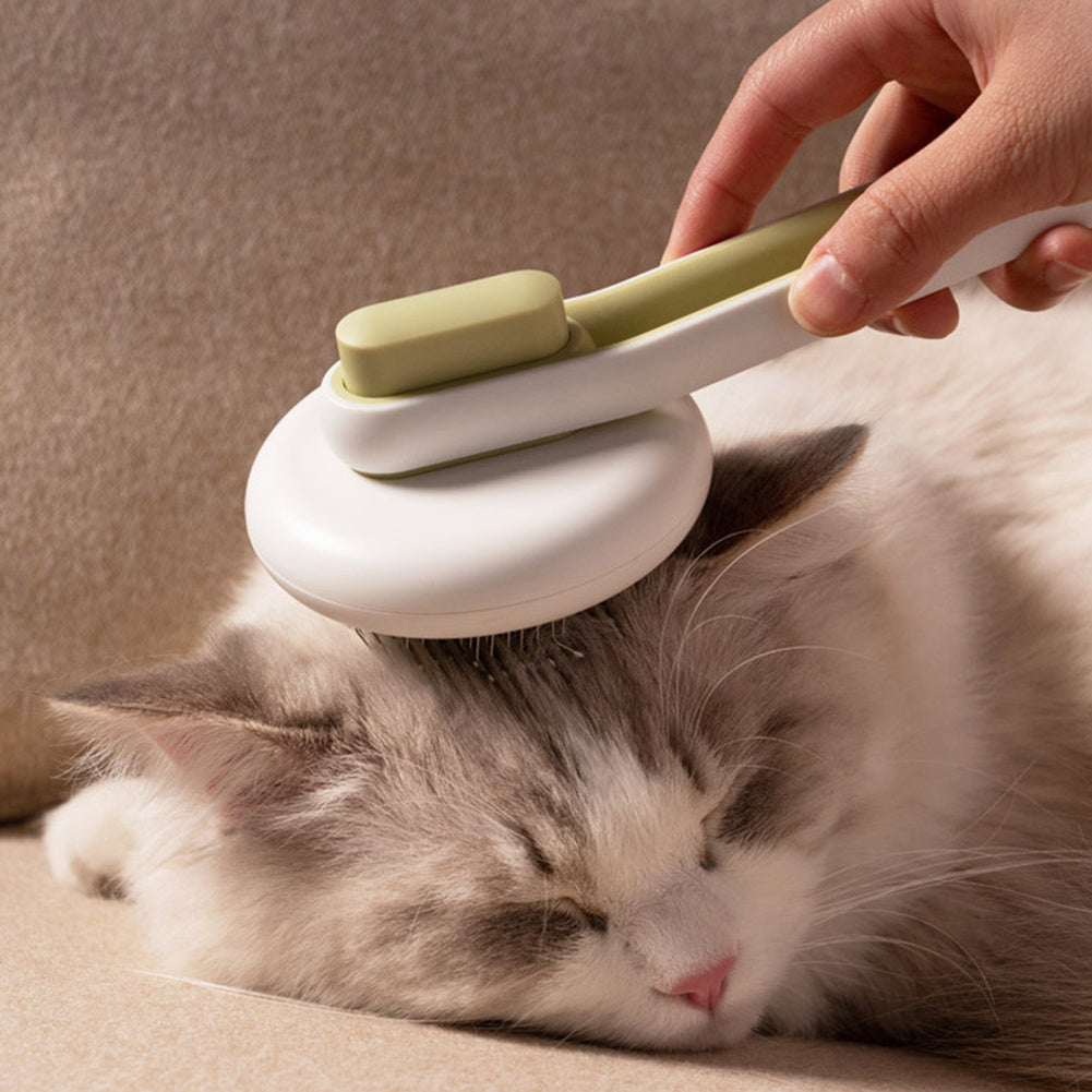 Escova removedora de pelos de cães e gatos, ferramenta de escovação, pente de massagem automático, escova redonda para pelos de gatos e cães, suprimentos para animais de estimação