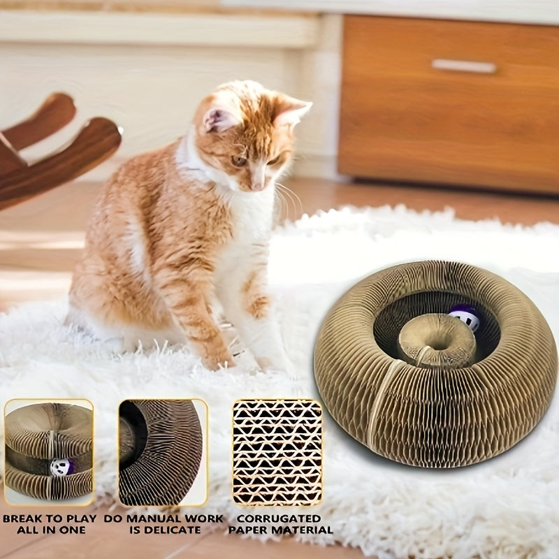 Arranhador interativo dobrável para gatos com sino