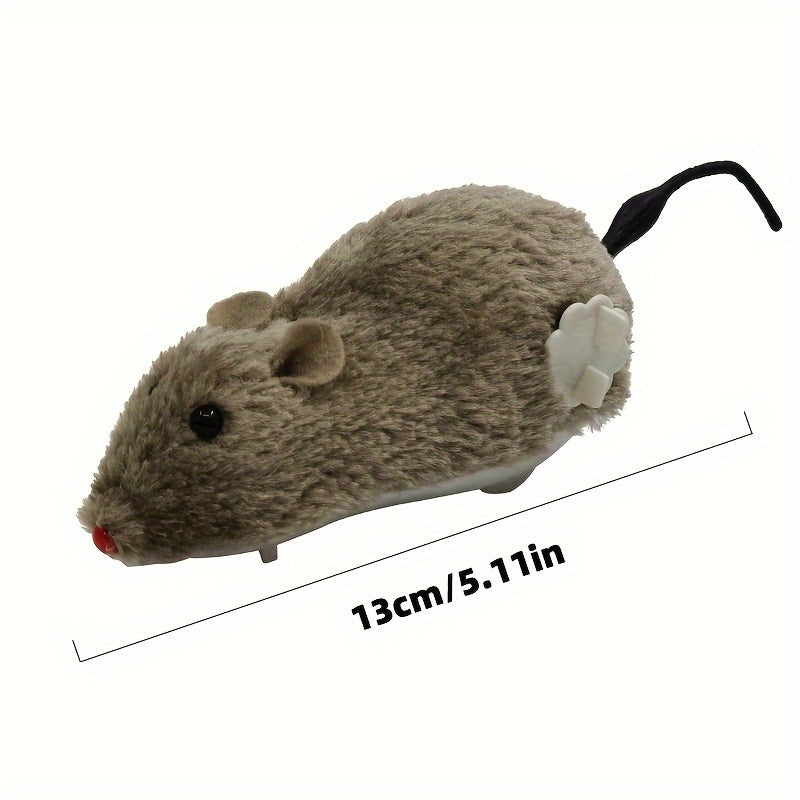 Conjunto de 4 brinquedos de ratos mecânicos de peluche com corda, rato falso de brincar com mecanismo de corda para gatos e cães