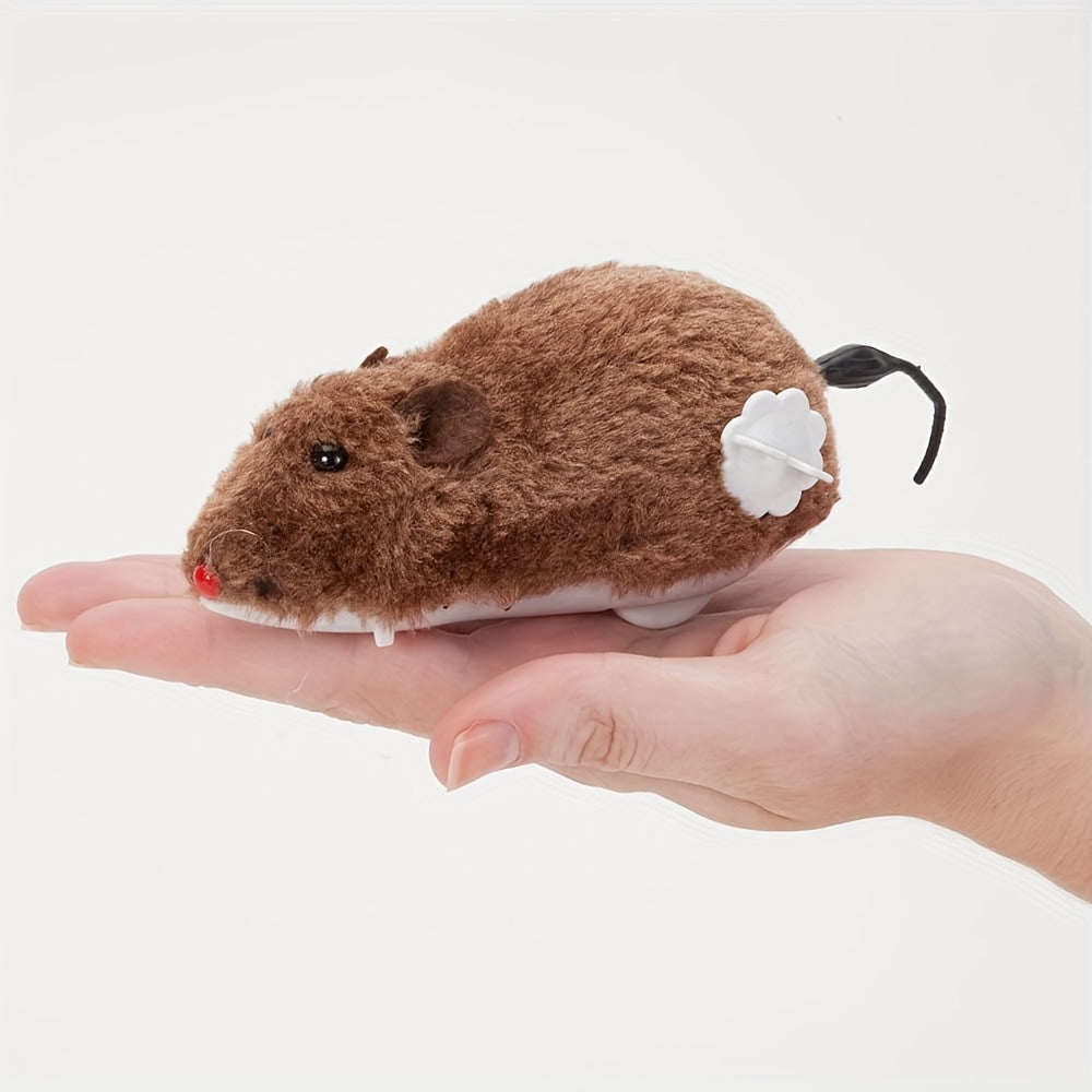 Conjunto de 4 brinquedos de ratos mecânicos de peluche com corda, rato falso de brincar com mecanismo de corda para gatos e cães