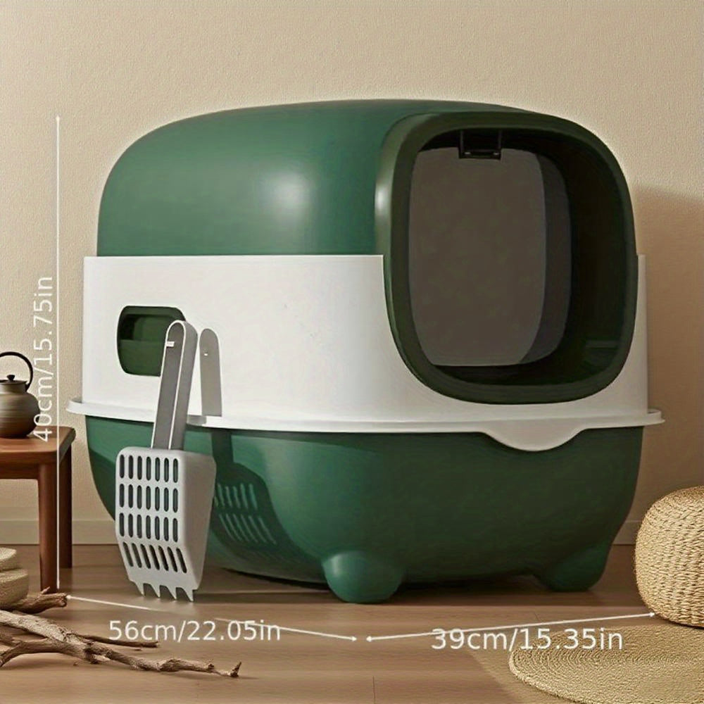 Caixa de areia para gatos autolimpante extra grande com pá durável . Moderna, fechada e fácil de limpar, caixa de areia para gatos extra grande