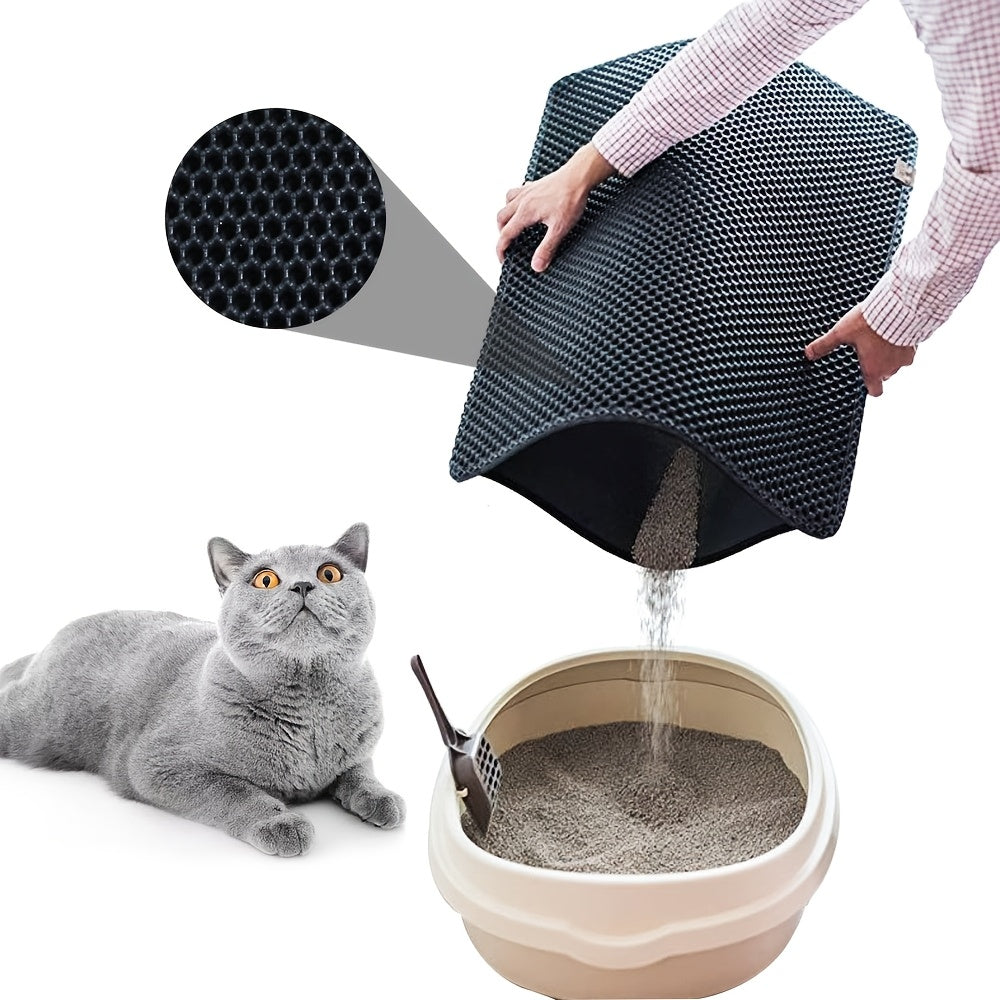 Tapete extra grande de dupla camada à prova de respingos para caixa de areia para gatos .