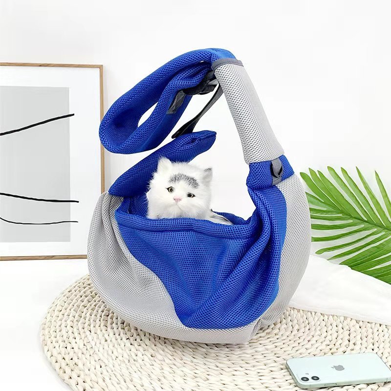 Bolsa de ombro portátil para viagem de cães e gatos, malha respirável