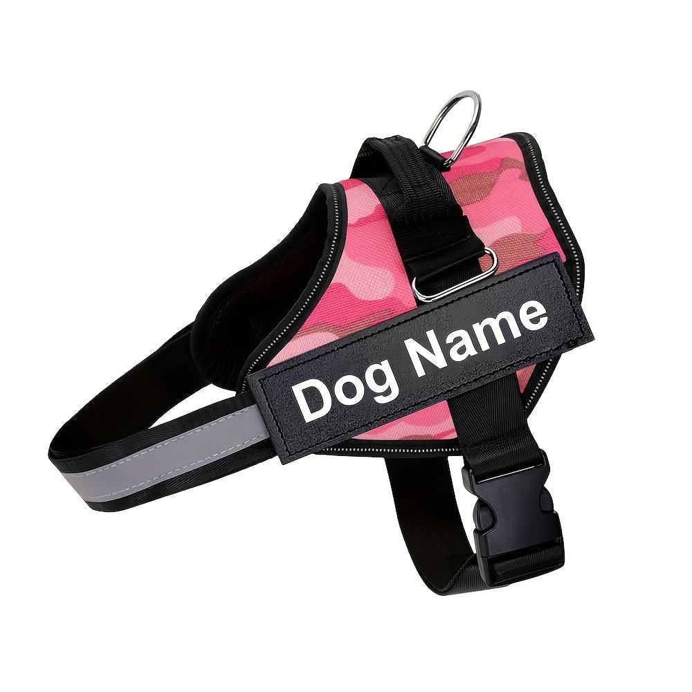 Arreio Refletivo Personalizável para Cães - Anti-Fuga, Colete de Peito Ajustável para Animais de Estimação com Nome e Número de Telefone Personalizados