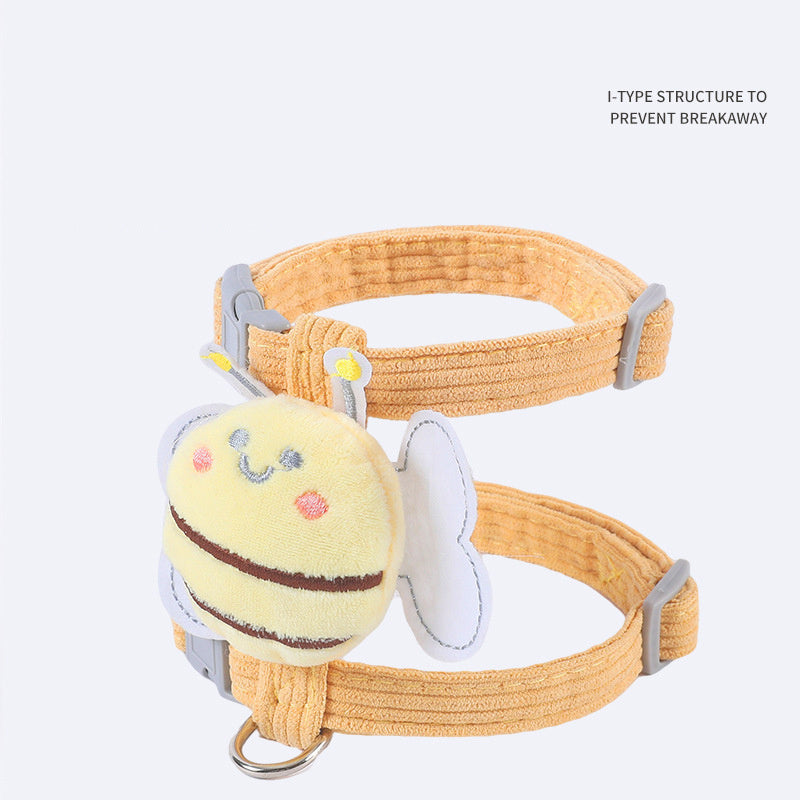 Conjunto de coleira para gatos xadrez de abelha fofa à prova de fuga, ajustável gatos grandes e pequenos, coleira leve e macia Petsafe.