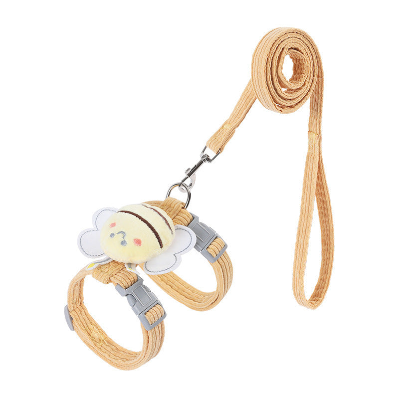 Conjunto de coleira para gatos xadrez de abelha fofa à prova de fuga, ajustável gatos grandes e pequenos, coleira leve e macia Petsafe.