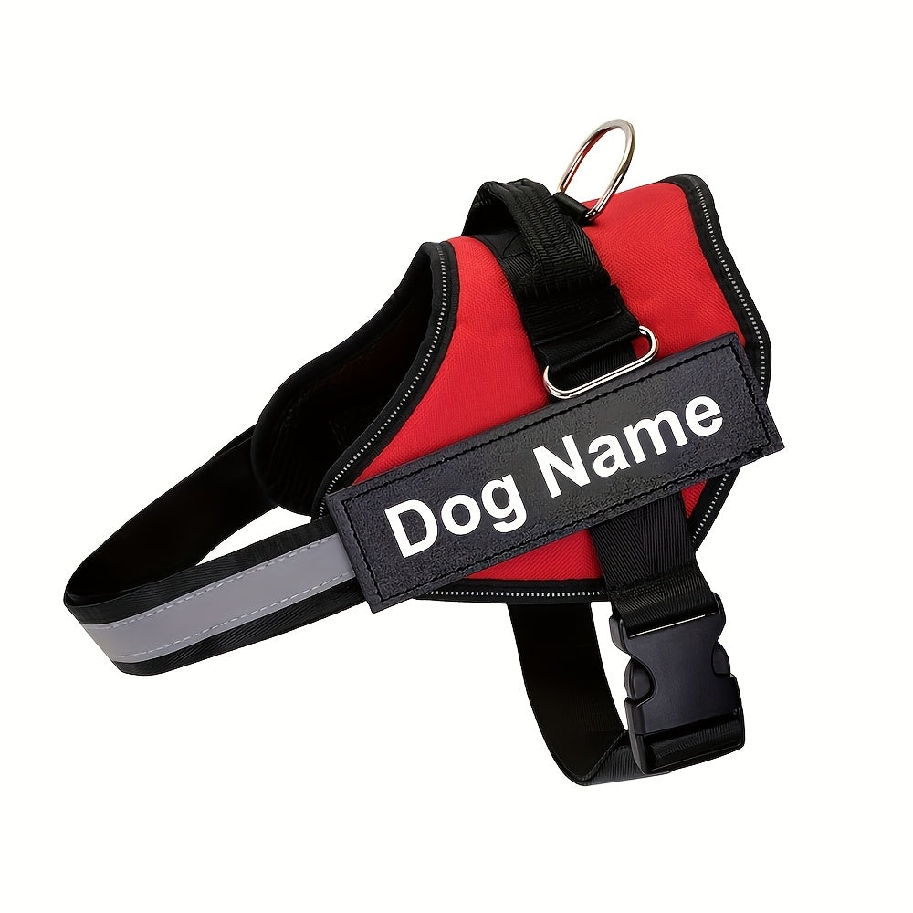 Arreio Refletivo Personalizável para Cães - Anti-Fuga, Colete de Peito Ajustável para Animais de Estimação com Nome e Número de Telefone Personalizados
