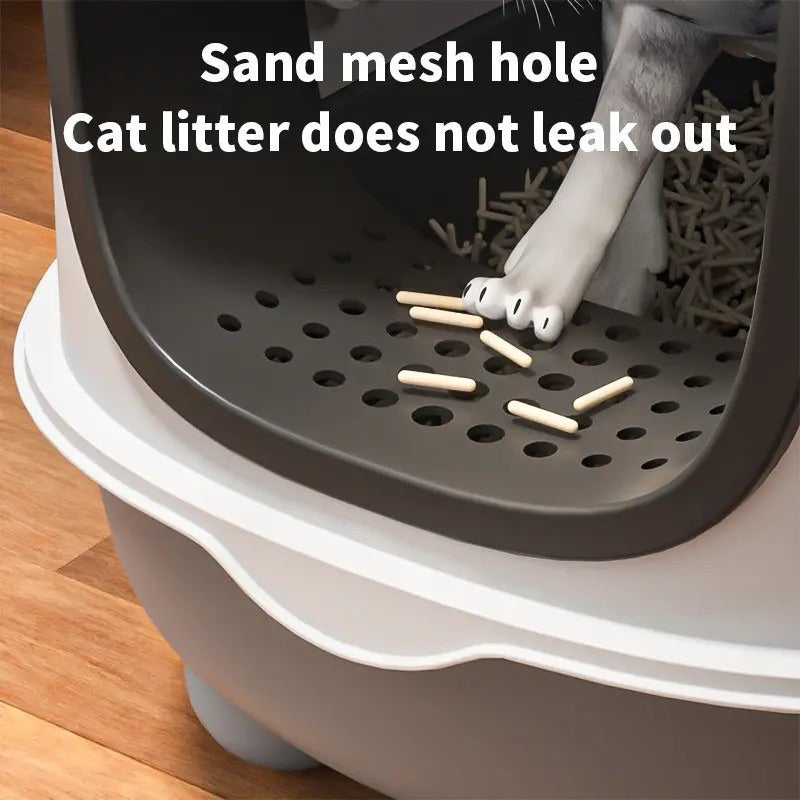 Caixa de areia para gatos autolimpante extra grande com pá durável . Moderna, fechada e fácil de limpar, caixa de areia para gatos extra grande