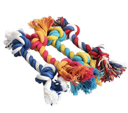 Brinquedo de corda para mordida de cachorro, corda para cachorro, nó molar, resistente à mordida, cor, nó duplo, brinquedo de corda de algodão