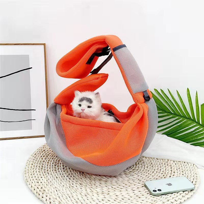 Bolsa de ombro portátil para viagem de cães e gatos, malha respirável