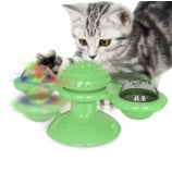 Moinho de vento giratório para gatos, brinquedo multifuncional para arranhar e coçar os dentes