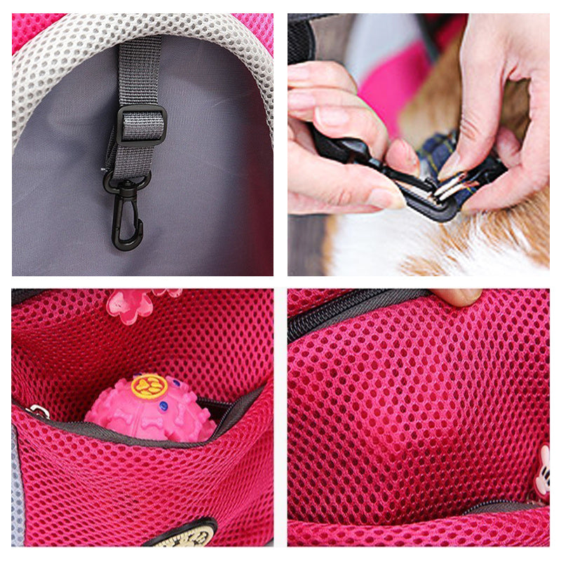 Mochila para transporte de cães de estimação, de viagem portátil com dois ombros, bolsa de malha para transporte de cães de estimação ao ar livre