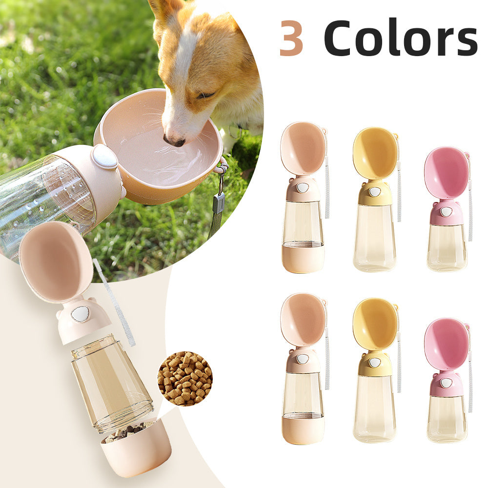Garrafa de água portátil para cachorro, recipiente para comida e água para animais de estimação.