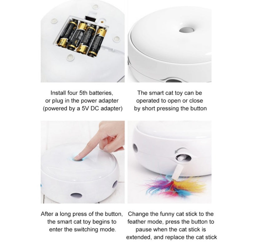 Brinquedo elétrico para gatos, inteligente, engraçado, bastão para gatos, donut, plataforma giratória automática