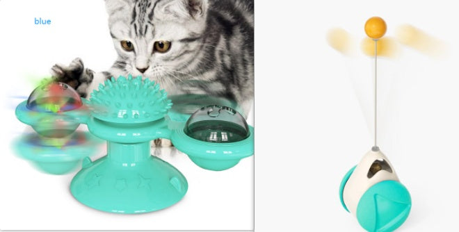 Moinho de vento giratório para gatos, brinquedo multifuncional para arranhar e coçar os dentes