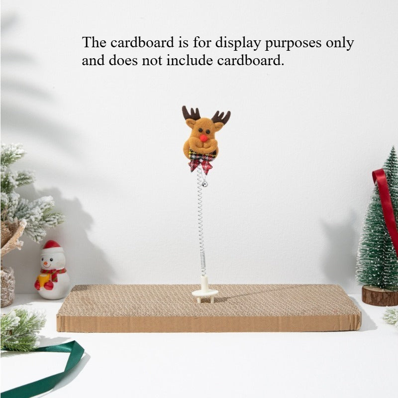 Brinquedo de Gato de Natal - Poste de Arranhar de Pelúcia de Papai Noel e Renas com Enfeites,.