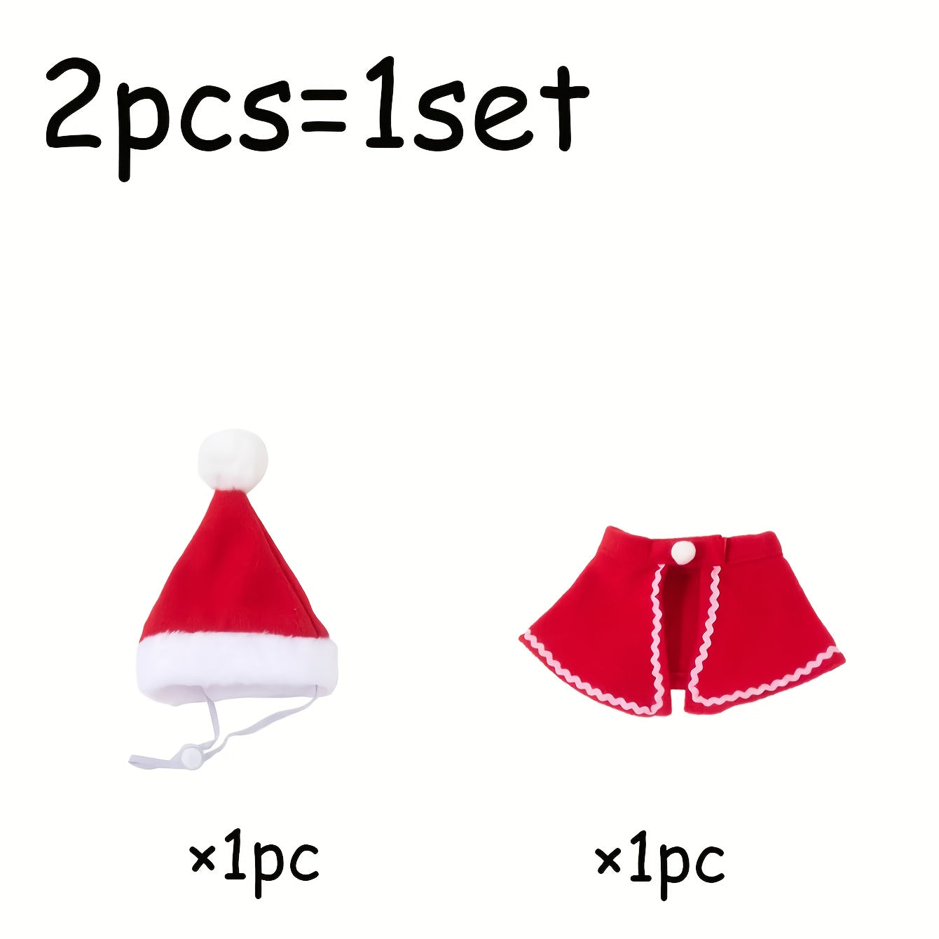 1/2pcs Conjunto de Decoração Natalina para Gatos, Chapéu Vermelho do Papai Noelo e Capa Aquecedor com Acessórios Tiara Antlerpara Filhotes .