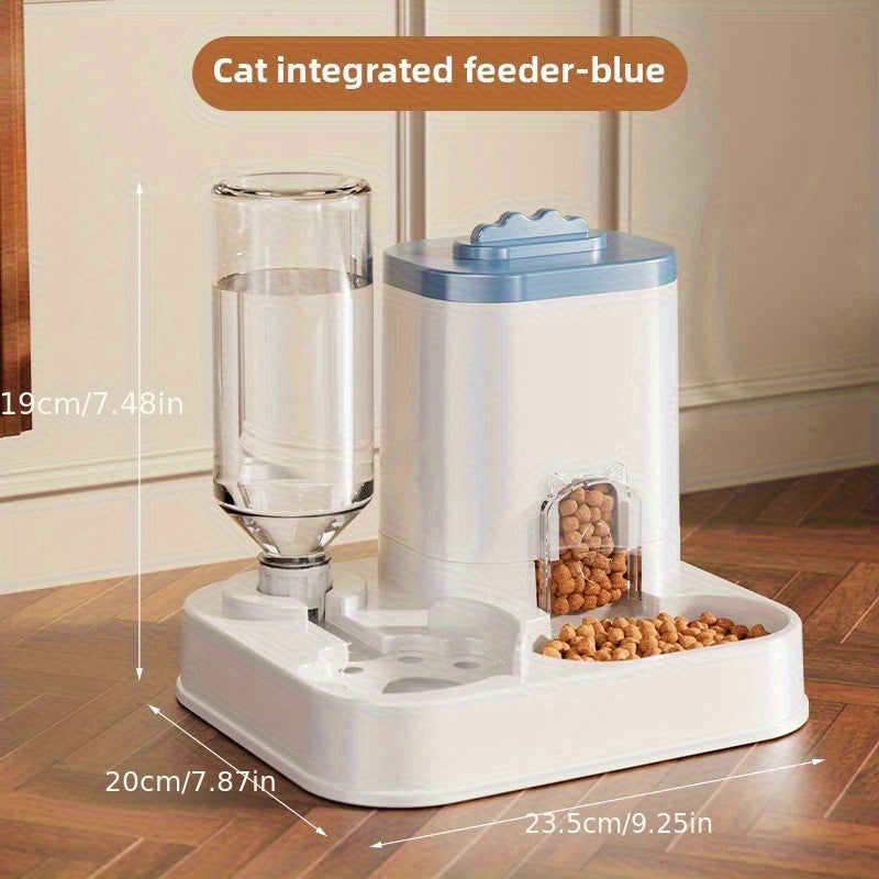 Alimentador automático integrado e dispensador de água para animais de estimação, adequado para cães e gatos.