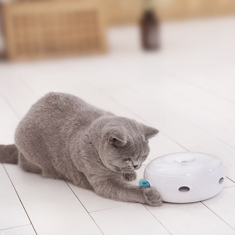 Brinquedo elétrico para gatos, inteligente, engraçado, bastão para gatos, donut, plataforma giratória automática