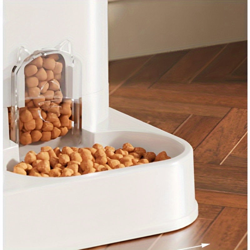 Alimentador automático integrado e dispensador de água para animais de estimação, adequado para cães e gatos.