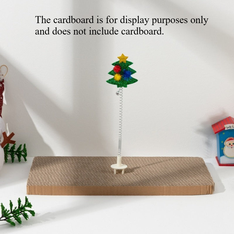 Brinquedo de Gato de Natal - Poste de Arranhar de Pelúcia de Papai Noel e Renas com Enfeites,.