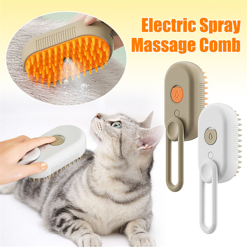 Escova elétrica para gatos e cães, escova vaporizadora 3 em 1 para massagem e remoção de pelos de gatos, pente para tosa de animais de estimação, produtos para animais de estimação
