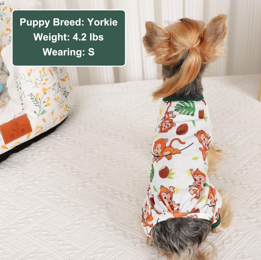 Pijamas para cachorro, primavera verão, roupas para cães pequenos, menina e menino, cachorro, gato, pijama para animais de estimação, macaco marrom