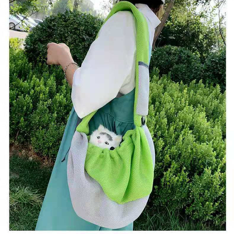 Bolsa de ombro portátil para viagem de cães e gatos, malha respirável