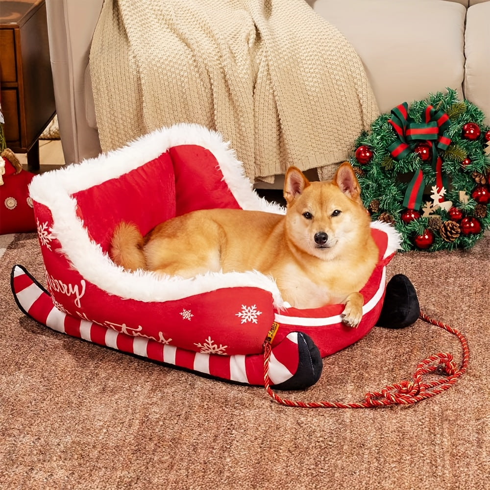 Cama de Natal para Cães com Texto de Boas Festas