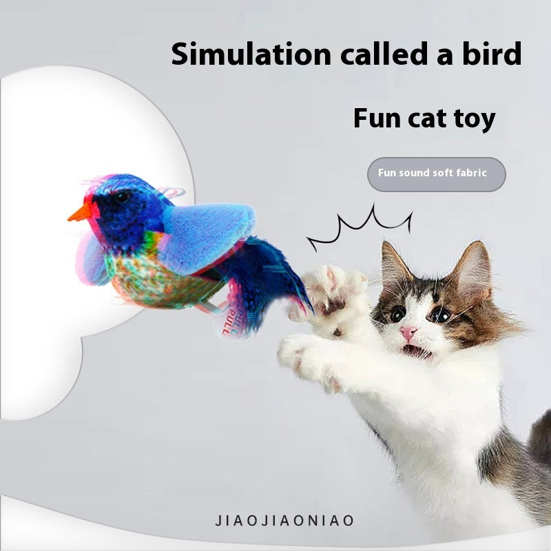 Brinquedo de pelúcia com som de pássaro para simulação de animais de estimação que pode ser pendurado