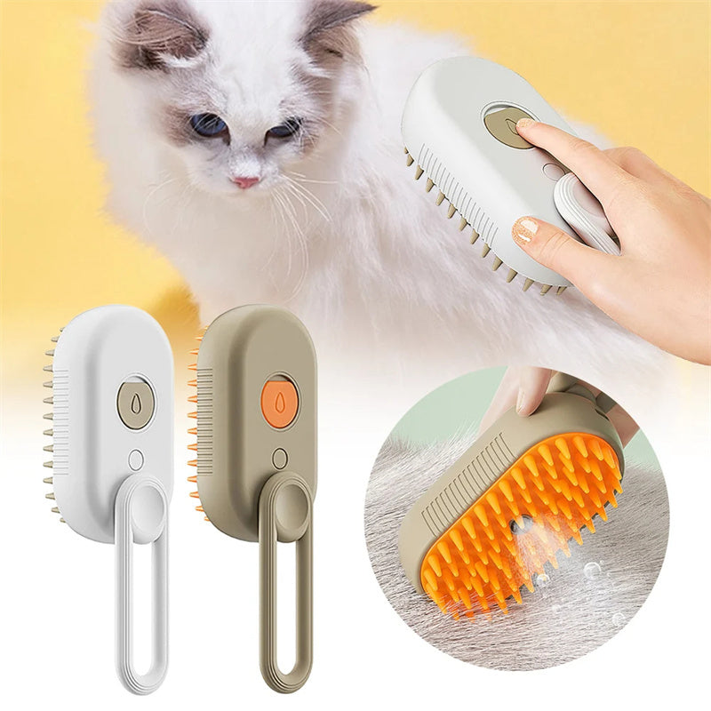 Escova elétrica para gatos e cães, escova vaporizadora 3 em 1 para massagem e remoção de pelos de gatos, pente para tosa de animais de estimação, produtos para animais de estimação