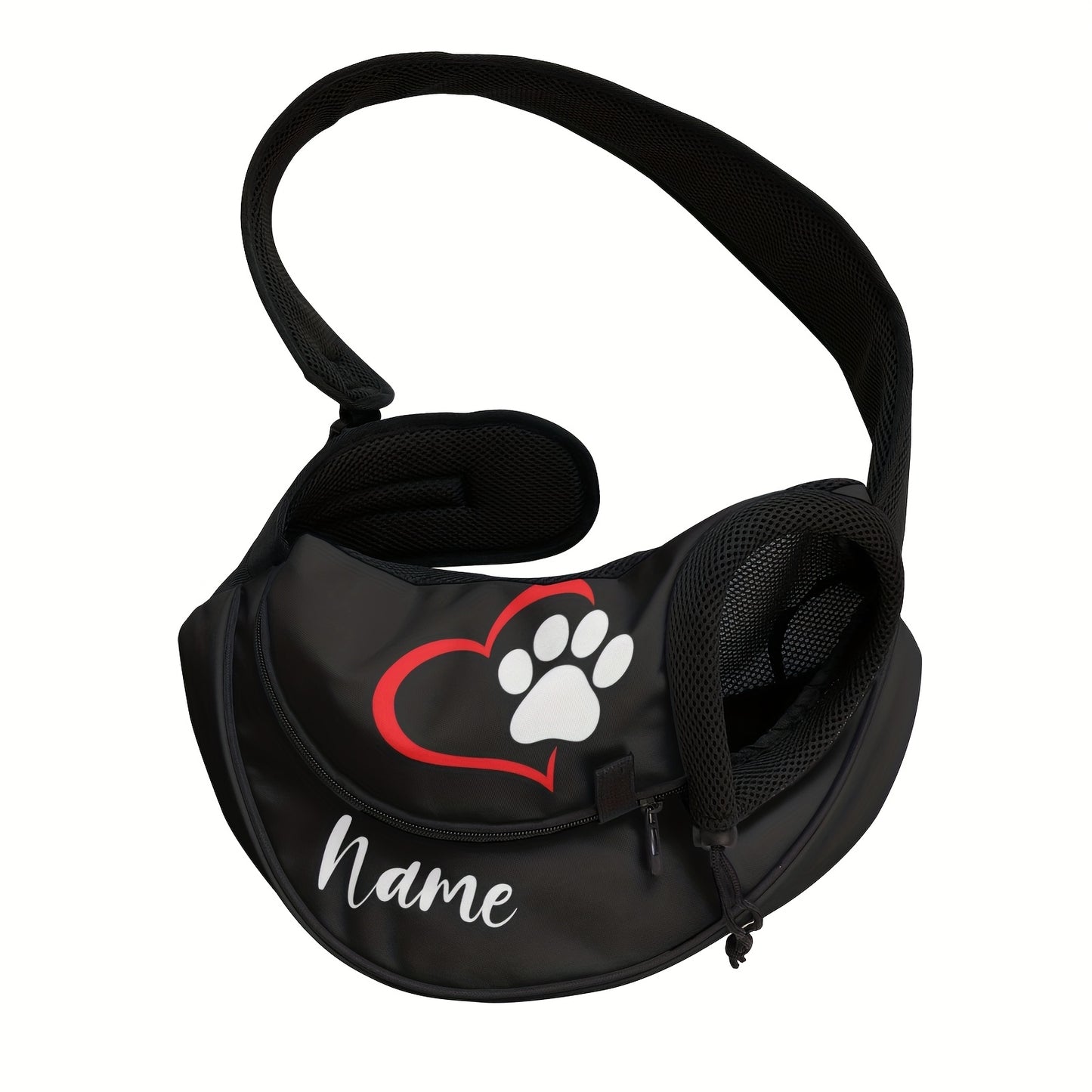 Bolsa Portátil para Pets com Nome/Texto Personalizado - Transportadora de Cães e Gatos Hands-Free com Costas em Malha Respirável, Alça Ajustável