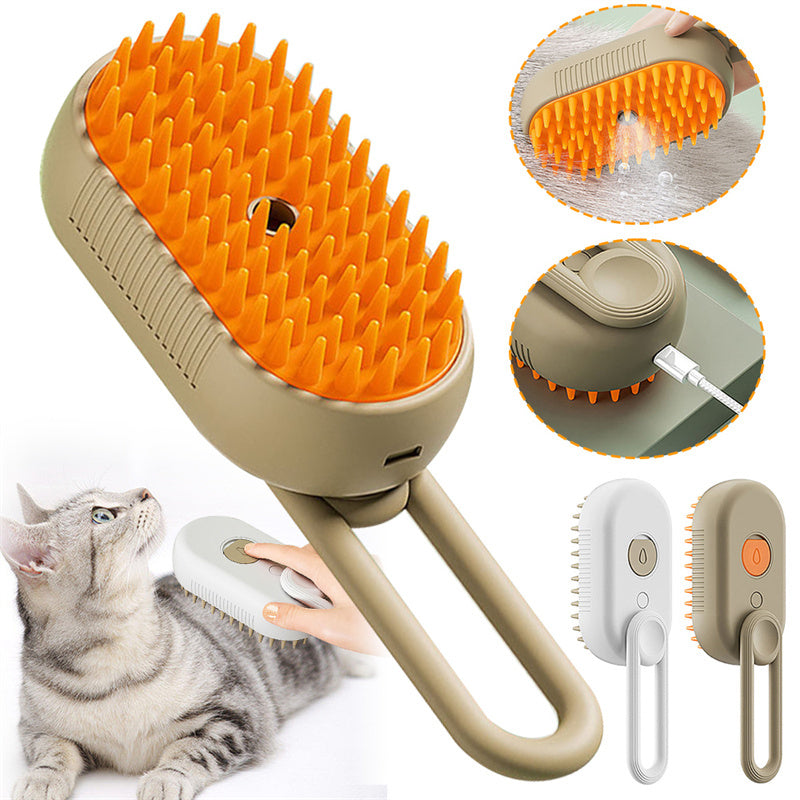 Escova elétrica para gatos e cães, escova vaporizadora 3 em 1 para massagem e remoção de pelos de gatos, pente para tosa de animais de estimação, produtos para animais de estimação