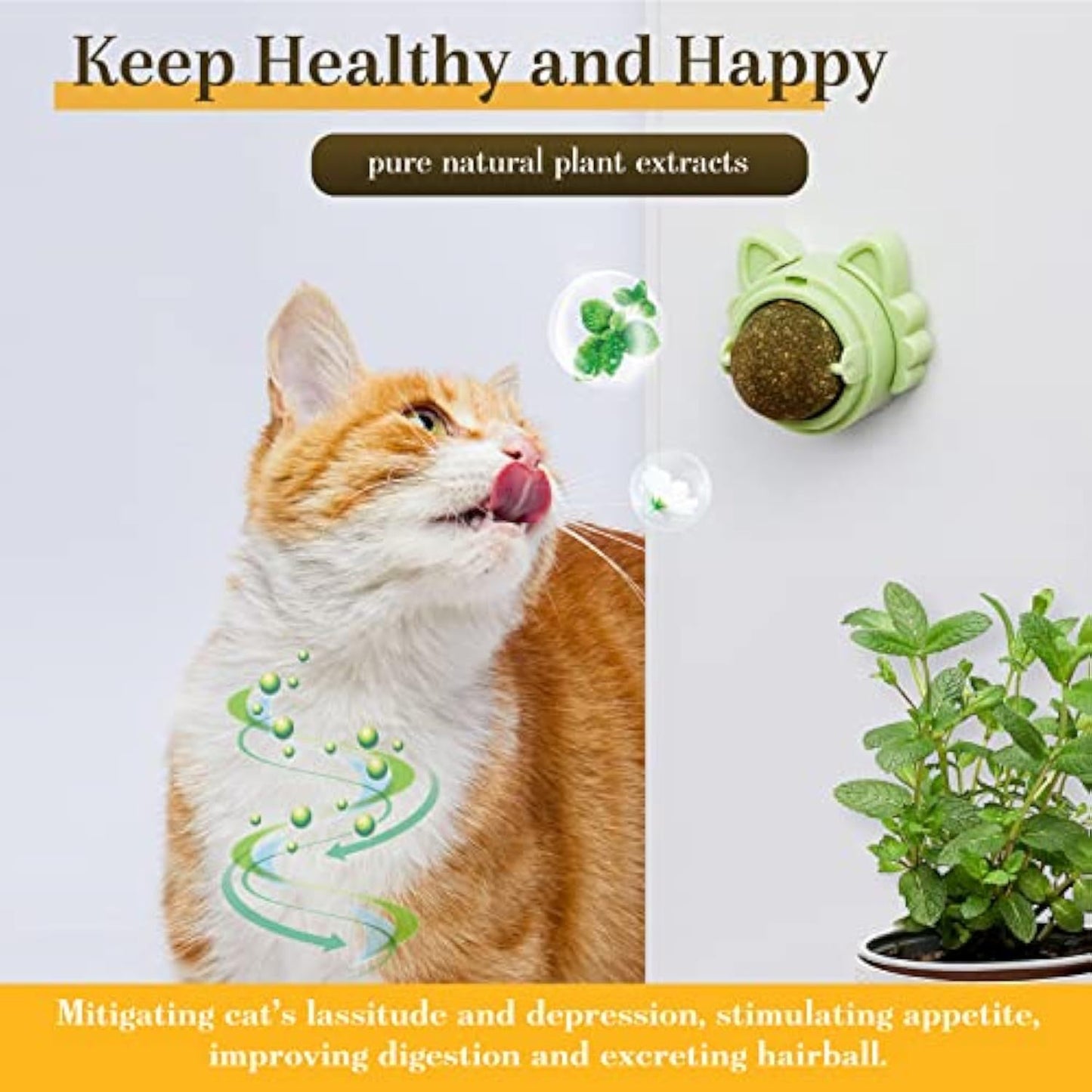 Bolas de catnip que grudam na parede Bolas de catnip para gatos Brinquedos de catnip para gatos Limpeza saudável dos dentes de gatinhos Brinquedos de mastigação dentais Guloseimas de parede para gatos