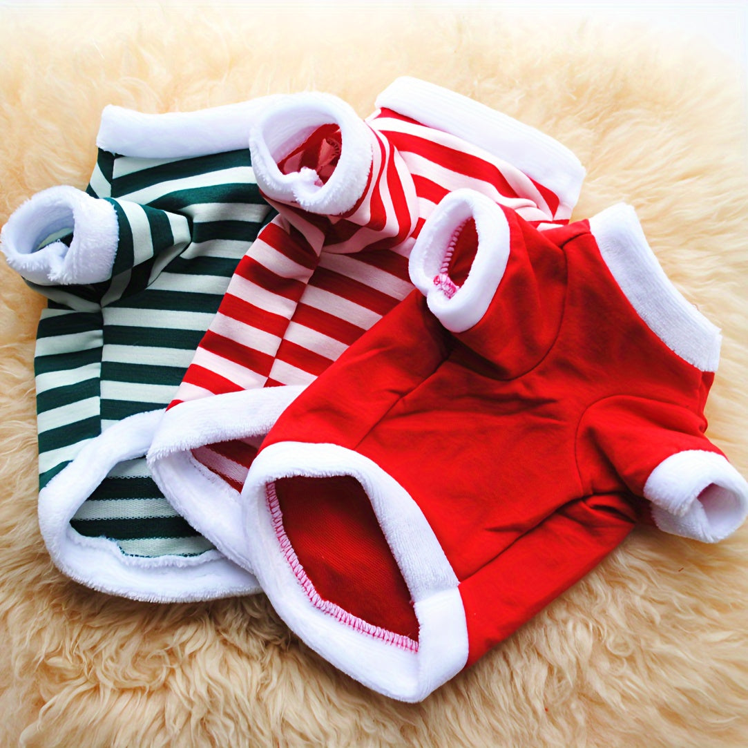 onjunto de 3 Camisetas Festivas de Natal para Cães & Gatos