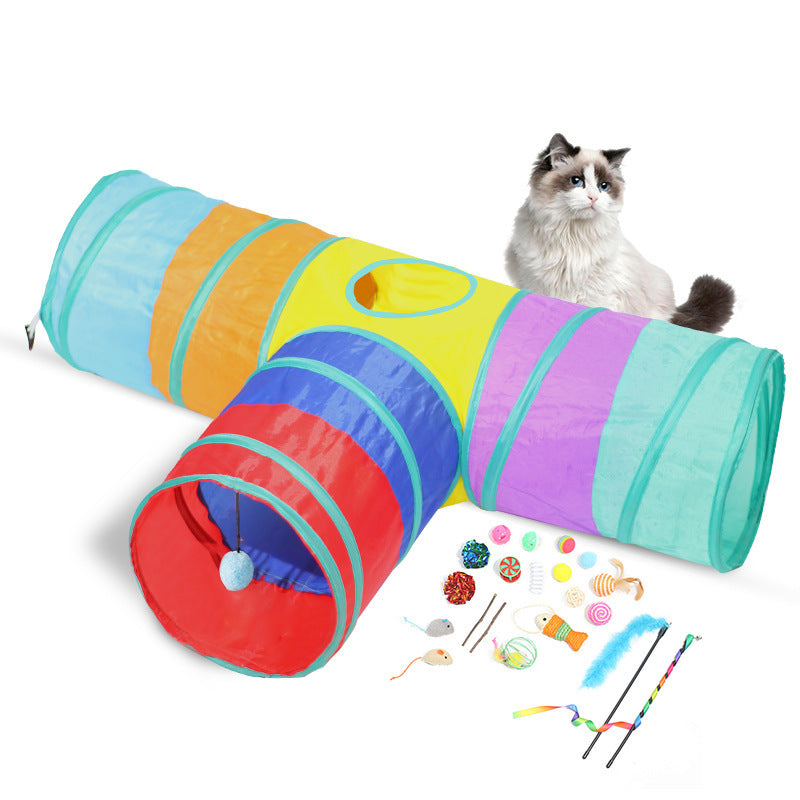 Novo túnel para gatos, caminho de escalada dobrável para animais de estimação, brinquedos para gatos