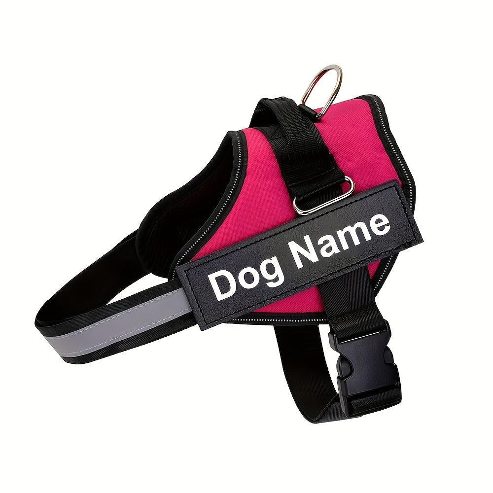 Arreio Refletivo Personalizável para Cães - Anti-Fuga, Colete de Peito Ajustável para Animais de Estimação com Nome e Número de Telefone Personalizados