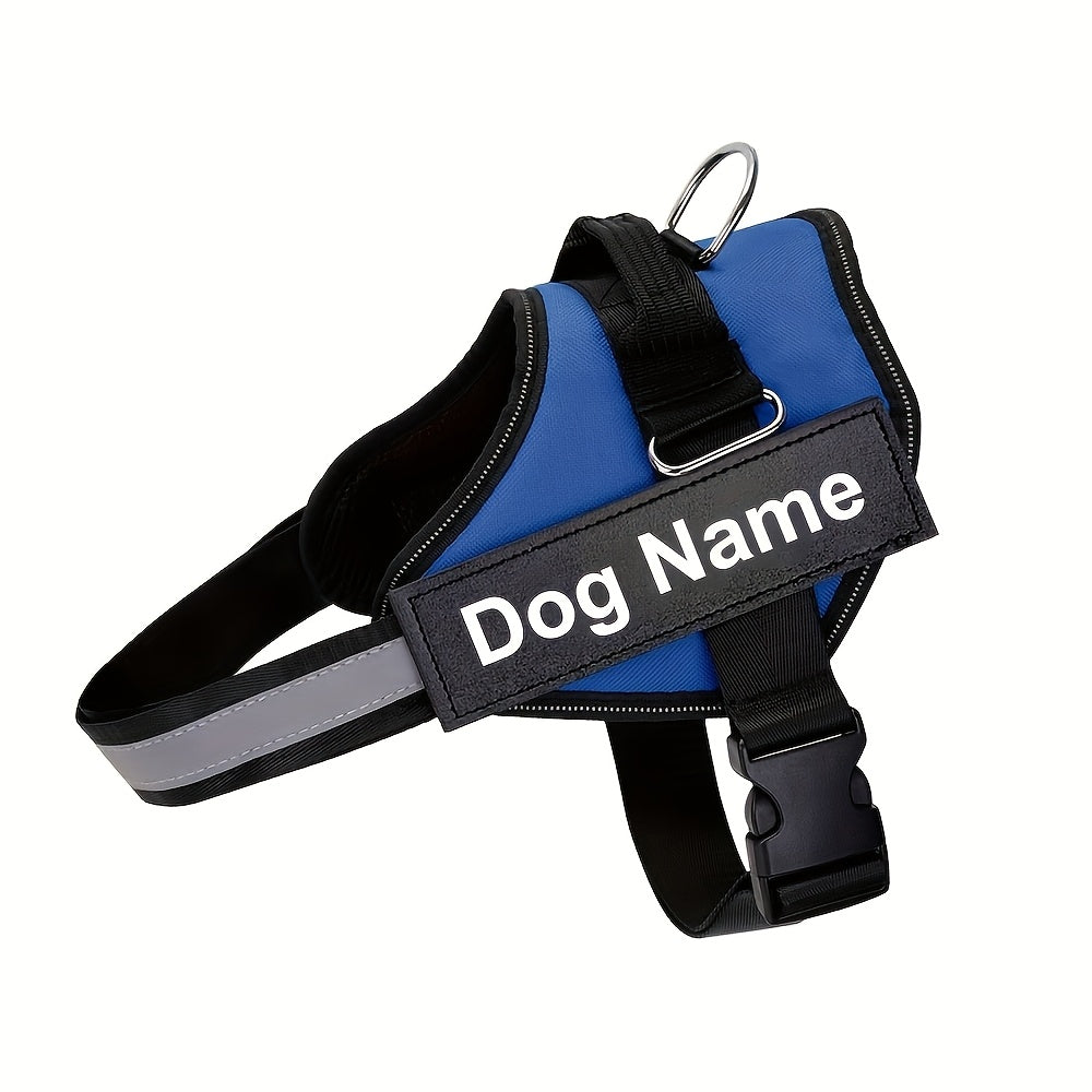 Arreio Refletivo Personalizável para Cães - Anti-Fuga, Colete de Peito Ajustável para Animais de Estimação com Nome e Número de Telefone Personalizados