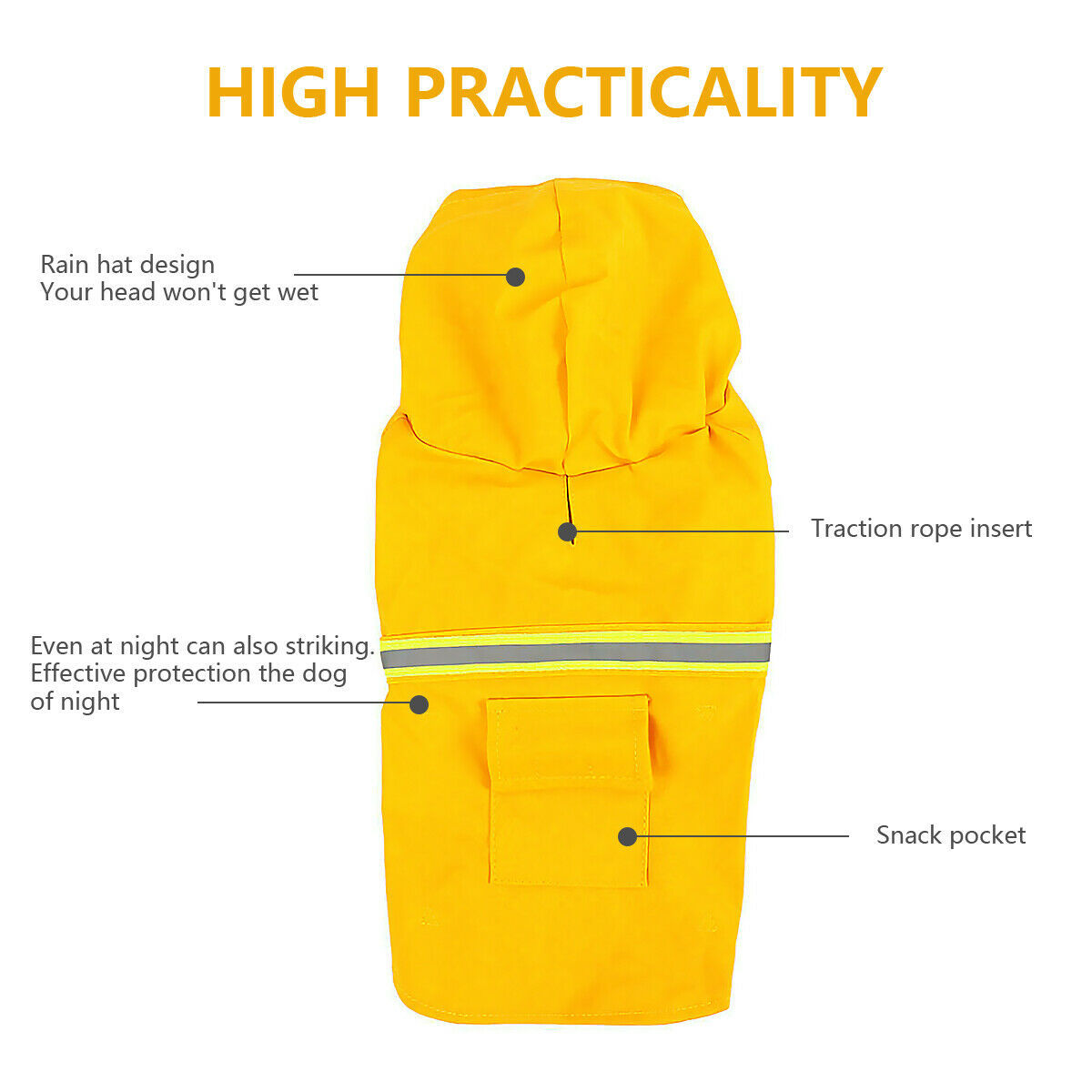 Capa de chuva para cachorro, capa de chuva impermeável para cachorro com faixa refletiva de segurança, poncho com capuz e coleira para cachorros