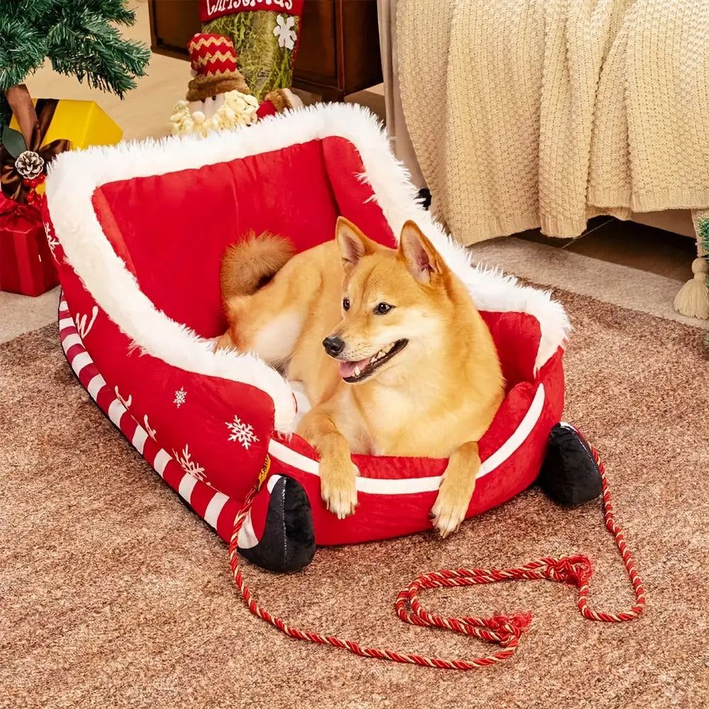 Cama de Natal para Cães com Texto de Boas Festas