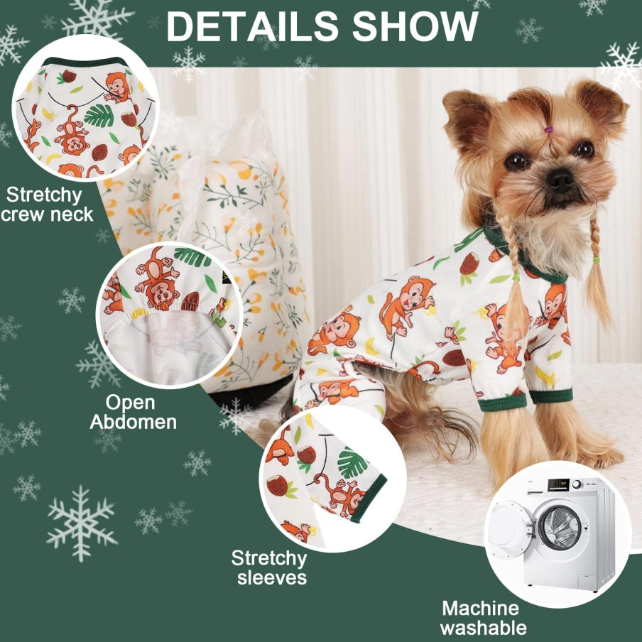 Pijamas para cachorro, primavera verão, roupas para cães pequenos, menina e menino, cachorro, gato, pijama para animais de estimação, macaco marrom